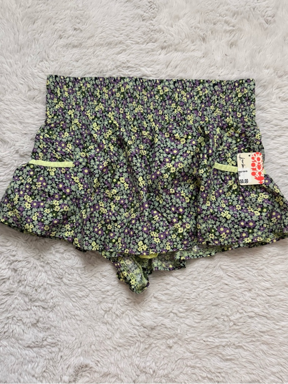 Lovers + Friends Green & Purple Floral Ruffle Skort Shorts FREE PEOPLE NWT